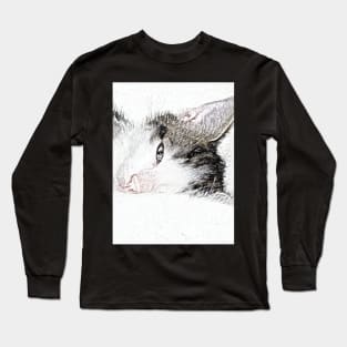 Kitten Cloud Pencil Long Sleeve T-Shirt